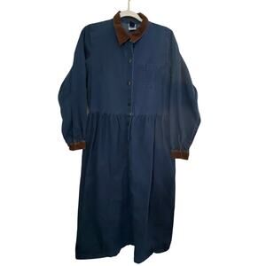 Vintage Land's End Denim Jean Dress Blue Womens Size 12 School Teacher